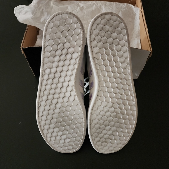 Adidas Grand Court Sneakers White w/Iridescent Stripes - Picture 6 of 9